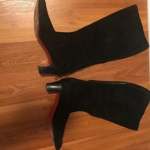 Christian Louboutin black knee high suede boots